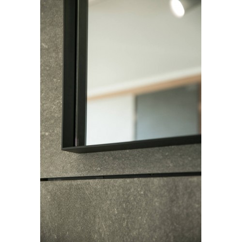 Aruvo Cstone Rectangle Composite Stone Bathroom Mirror Black 1200mm