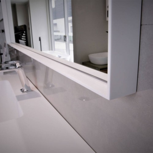 Aruvo Cstone Rectangle Composite Stone Bathroom Mirror White 1200mm