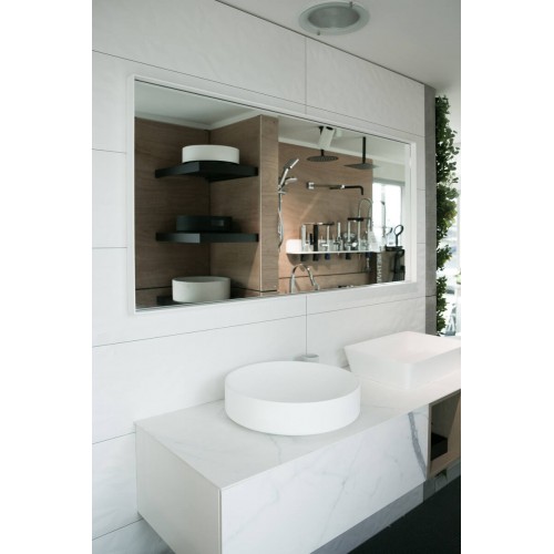 Aruvo Cstone Rectangle Composite Stone Bathroom Mirror White 1500mm