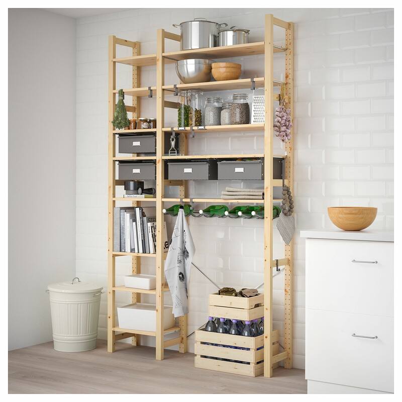 IKEA IVAR Sections/Shelves/Drawers 134x30x226CM PINE GREY Shelves  Urban Sales